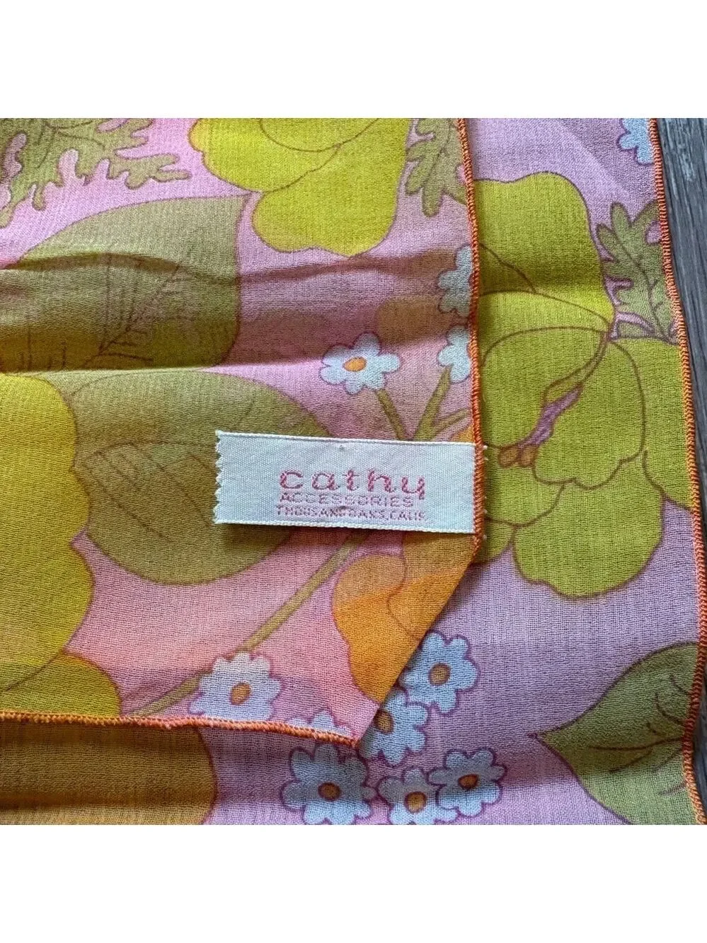 Vintage Elegant Floral Pink and Yellow Scarf